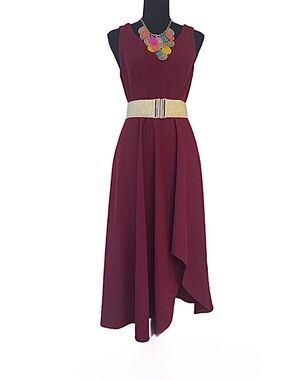 EVER PRETTY ~ Women’s Burgundy sleeveless v-neck handkerchief dress size L